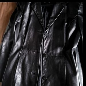 Black Danier Leather Blazer Jacket